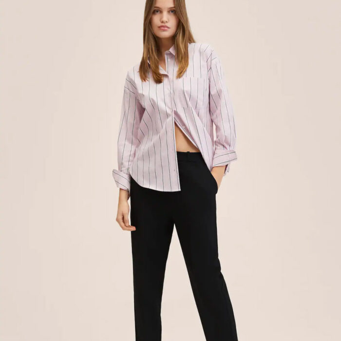 Elastic waist straight trousers