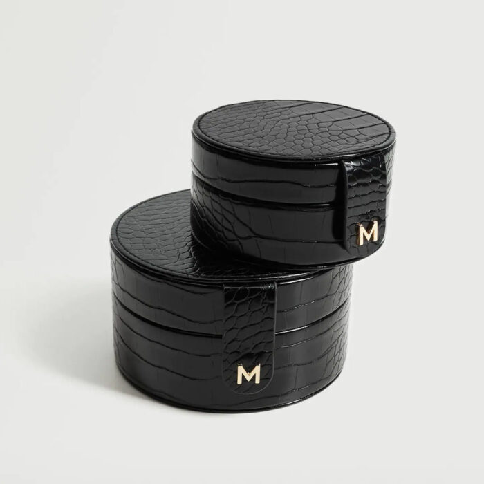 Round coconut-effect jewelery box