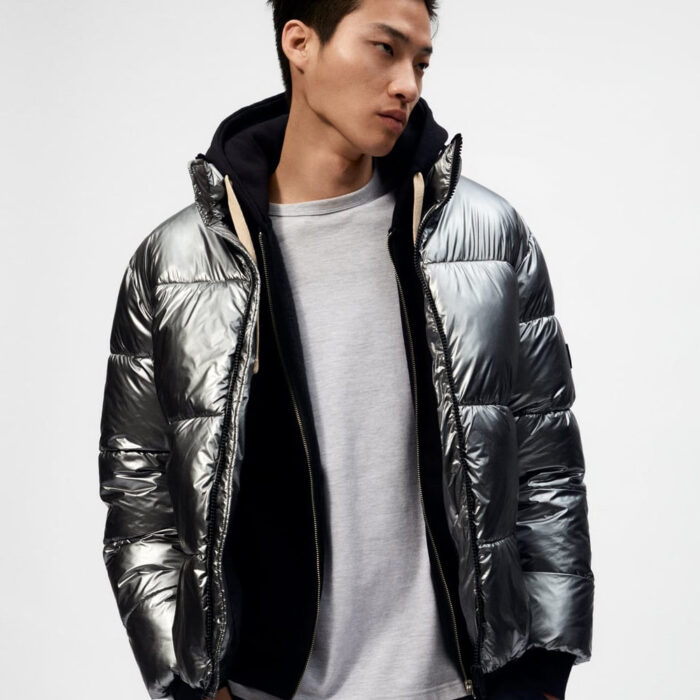 Metallic puffer jacket